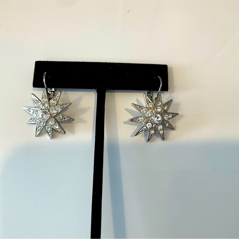 Crystal and Silver Star Earrings